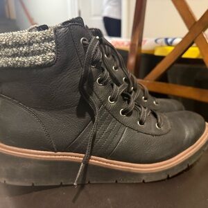 Black Ankle Boots with Knit Cuff